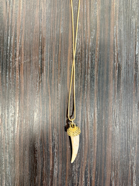 Collana Lunga Corno con Catena Snake Dorata