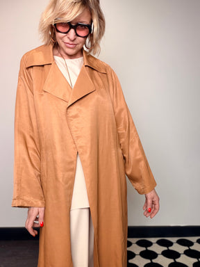 Trench Maxi in Viscosa Misto Lino