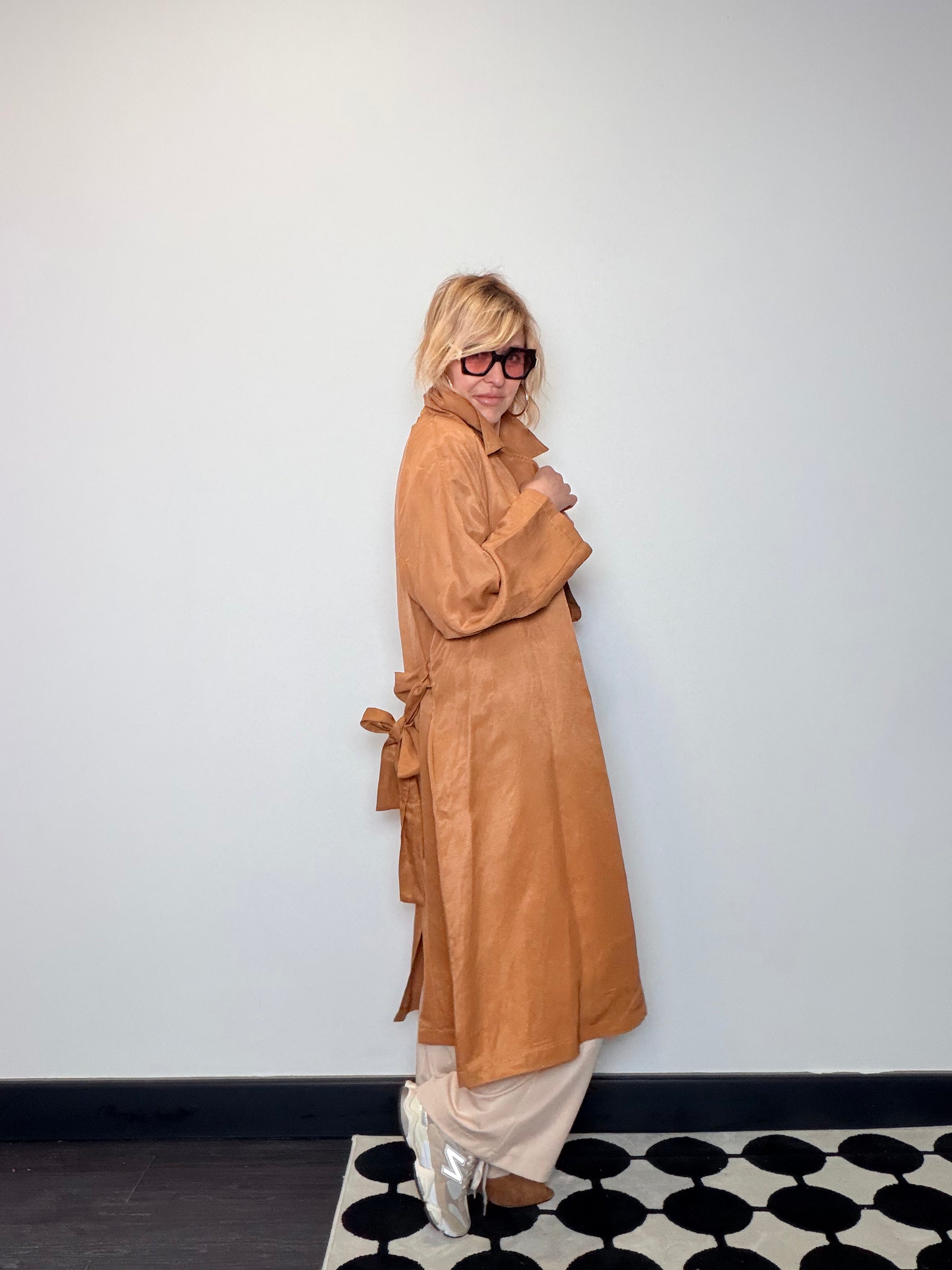 Trench Maxi in Viscosa Misto Lino
