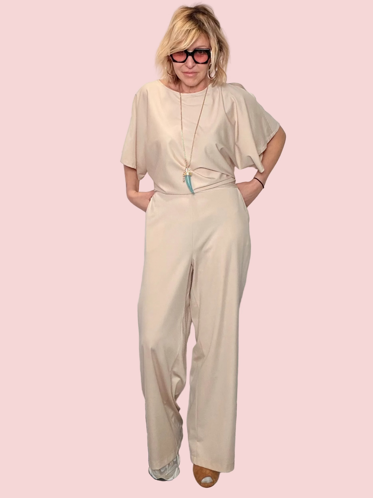 Pantalone Palazzo Wide Leg in Tencel