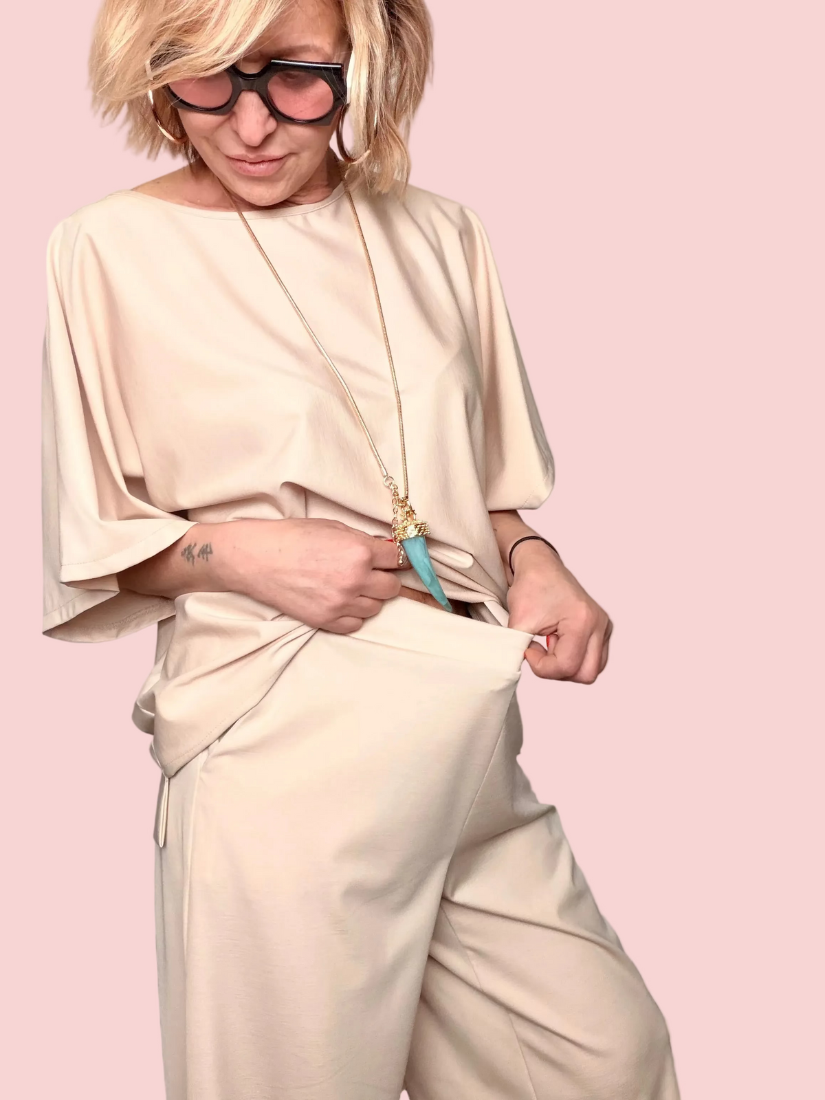 Pantalone Palazzo Wide Leg in Tencel