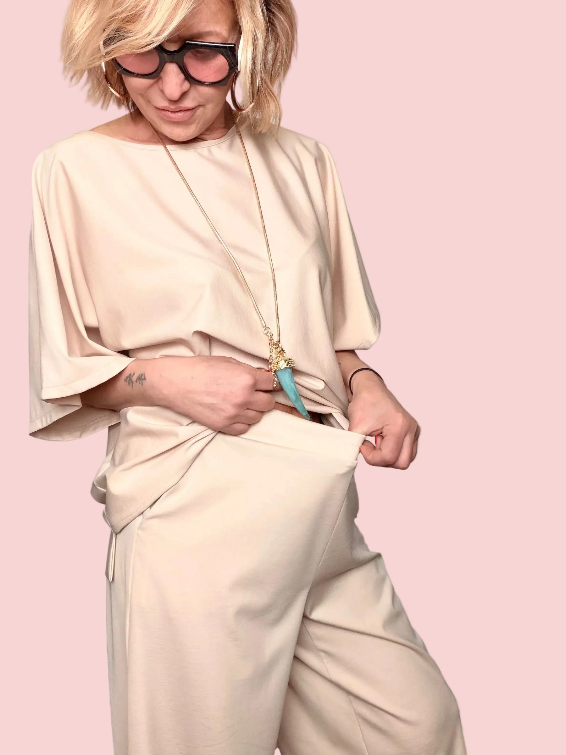 Pantalone Palazzo Wide Leg in Tencel
