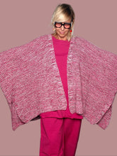 Poncho Cardigan Maxi Maglia Mouliné Pipistrello Bicolore