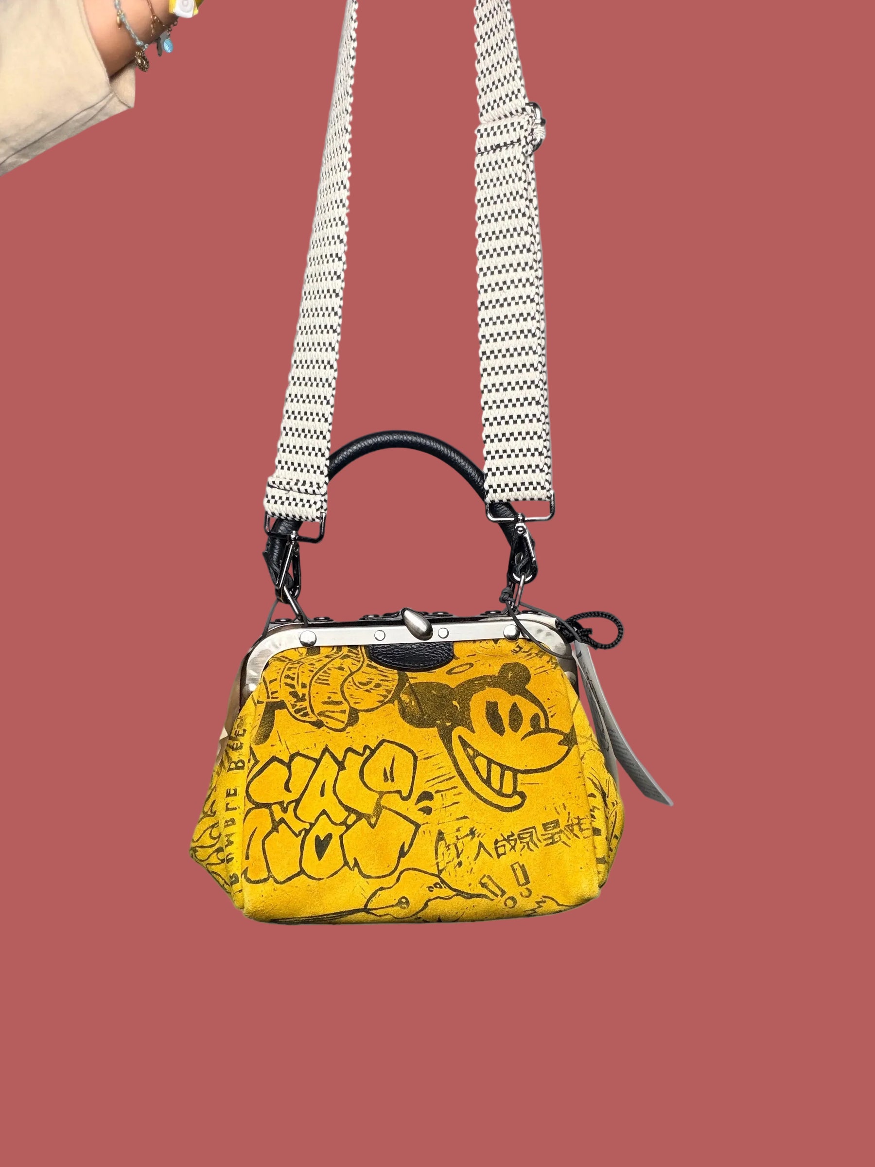 Mini Doctor Bag Gialla Graffiti Tattoo Art Tracolla Scacchi
