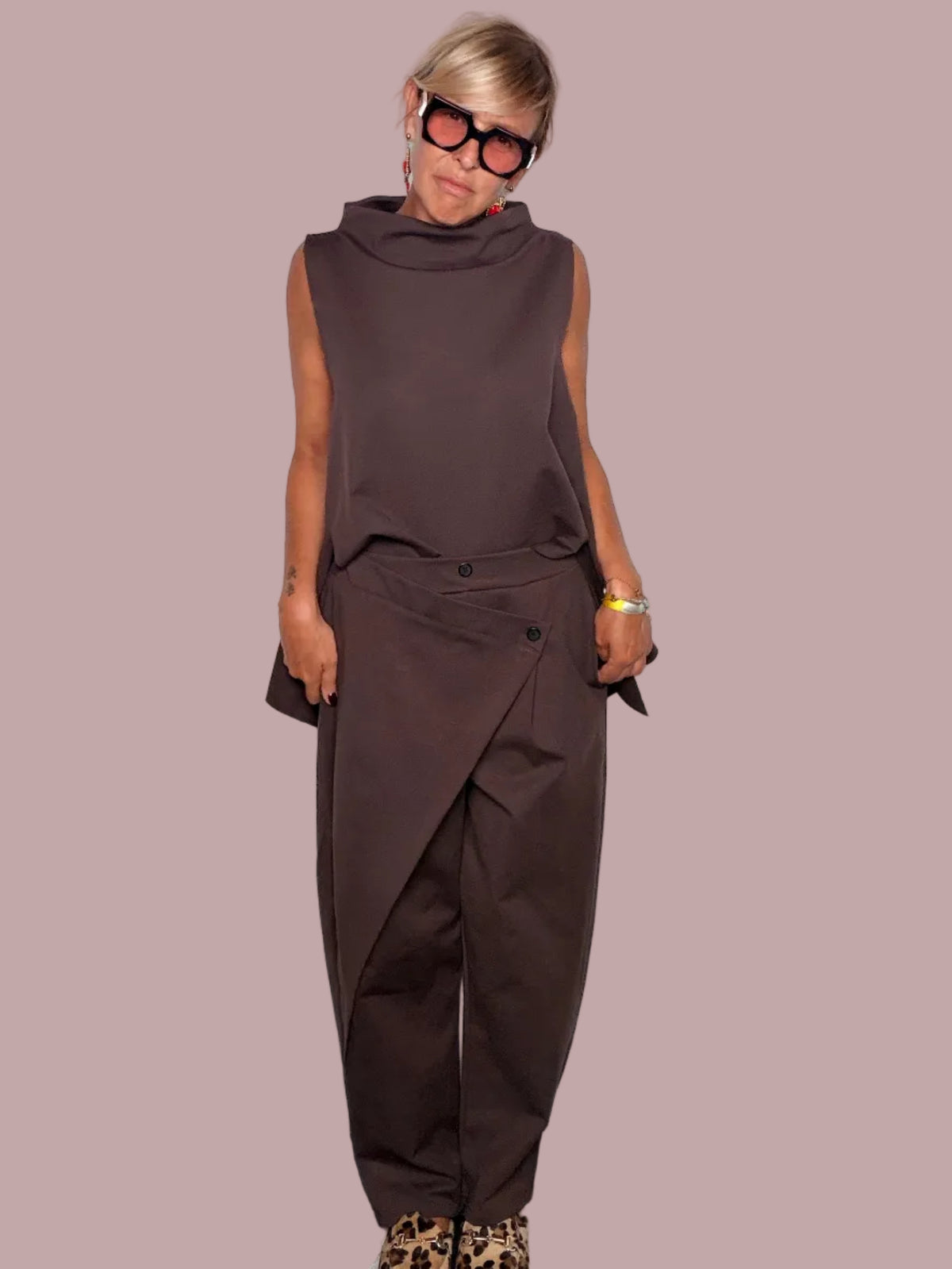 Pantalone Punto Milano con pannello incrociato