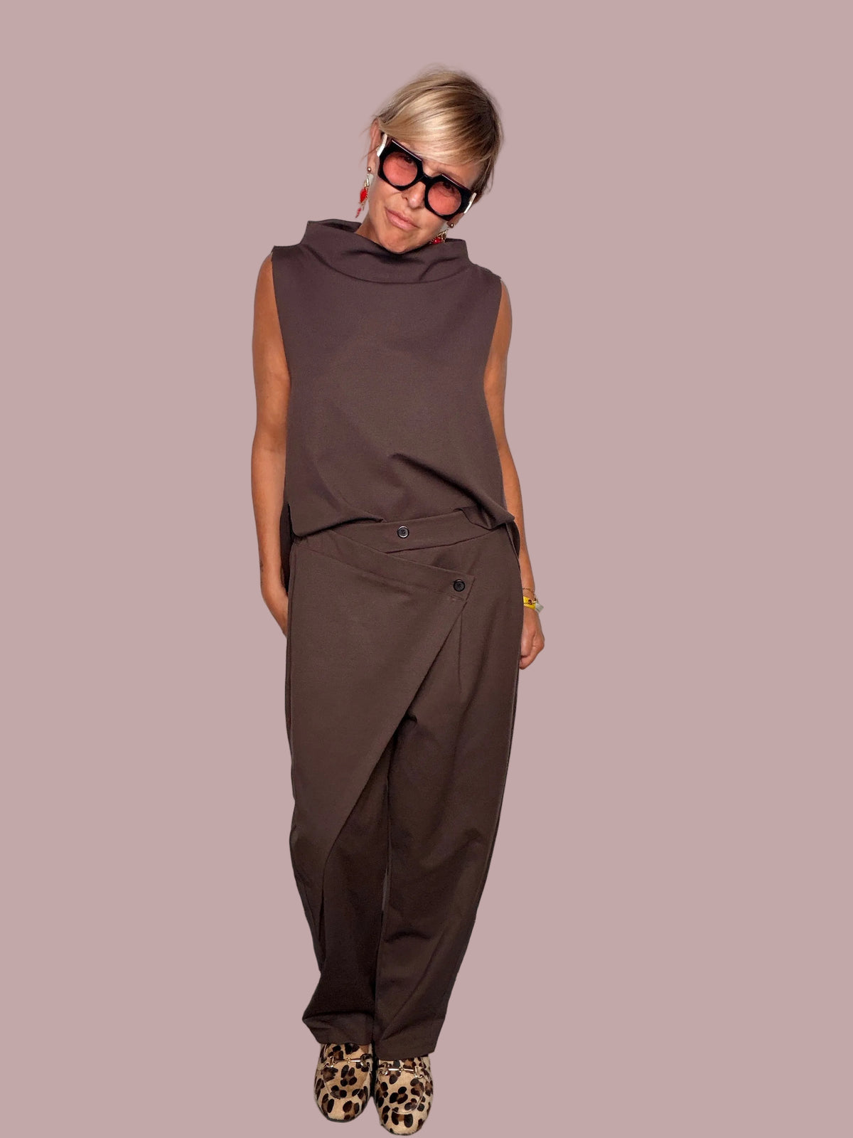 Pantalone Punto Milano con pannello incrociato