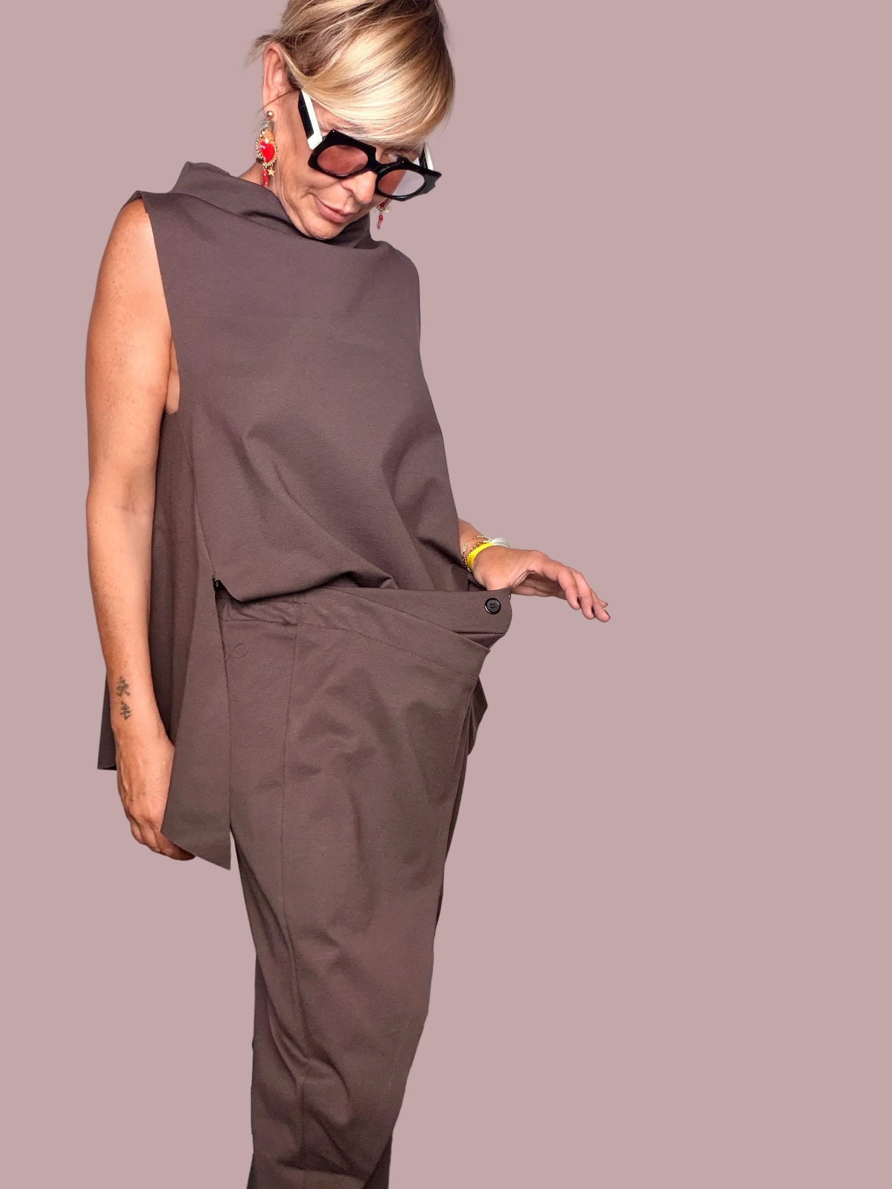 Pantalone Punto Milano con pannello incrociato