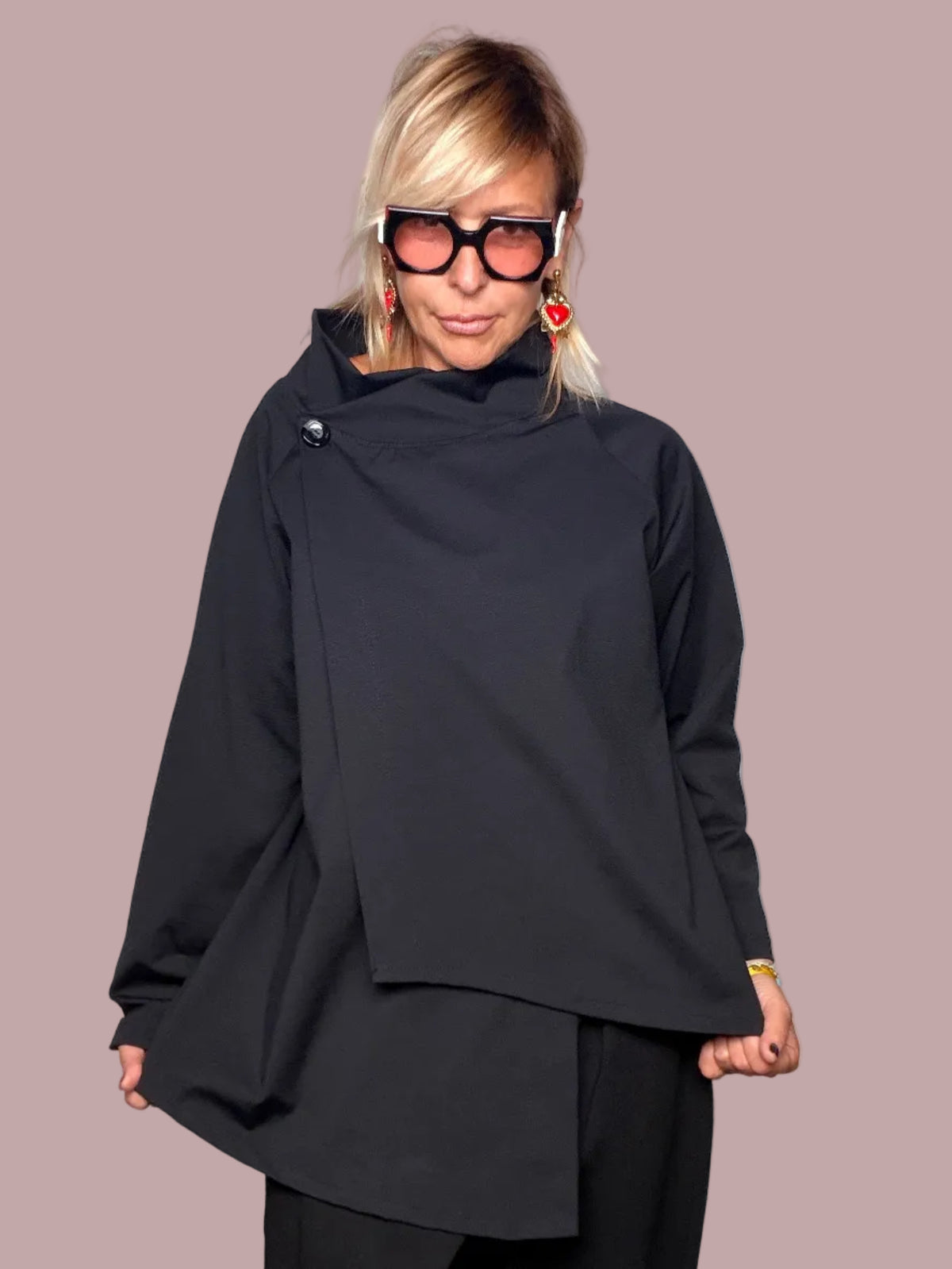 Giacca asimmetrica  Punto Milano Nera – Collo cratere