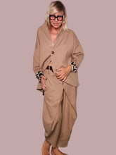 Pantalone Punto Milano Cammello Pannello Incrociato Drappeggiato