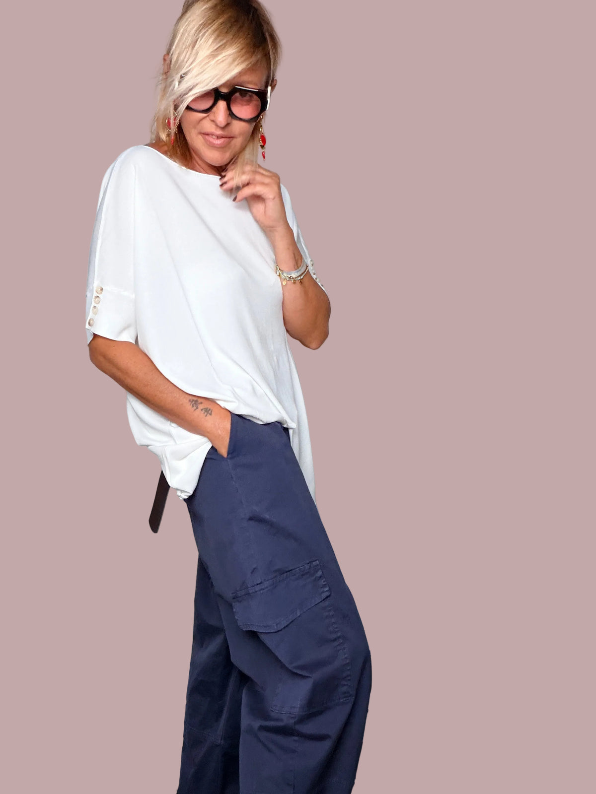 Pantaloni Cargo Oversize - BLU