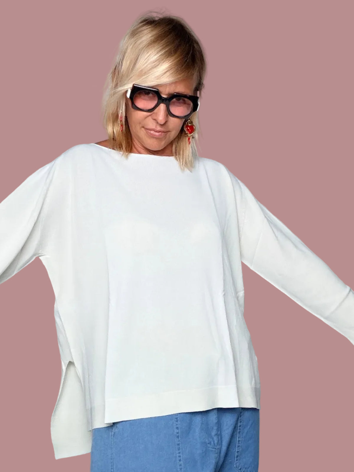 Maglia Filo Collo Barca Oversize – Burro