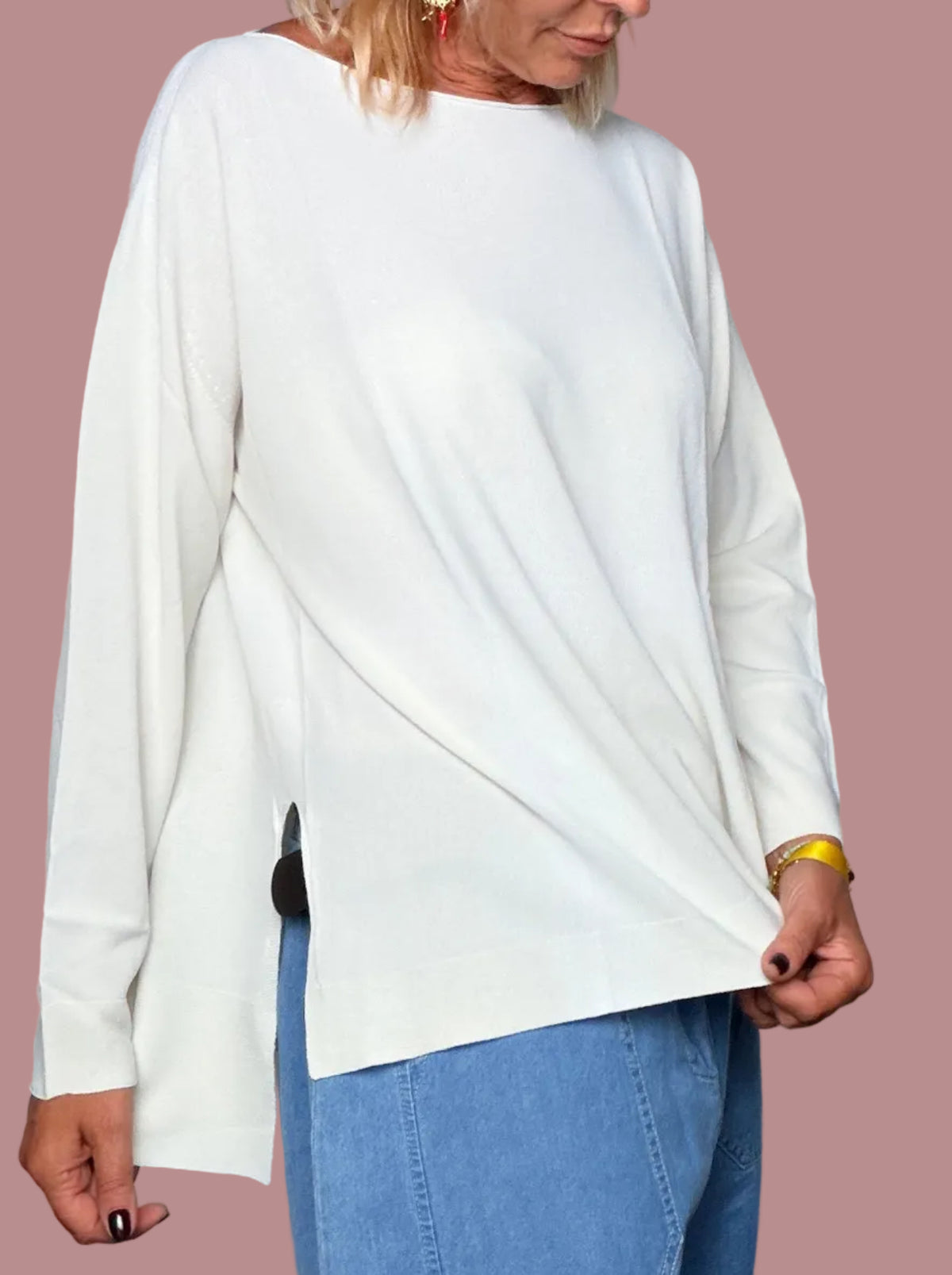 Maglia Filo Collo Barca Oversize – Burro