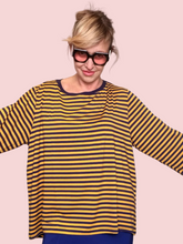 Maglia a Righe Giallo Ocra e Navy