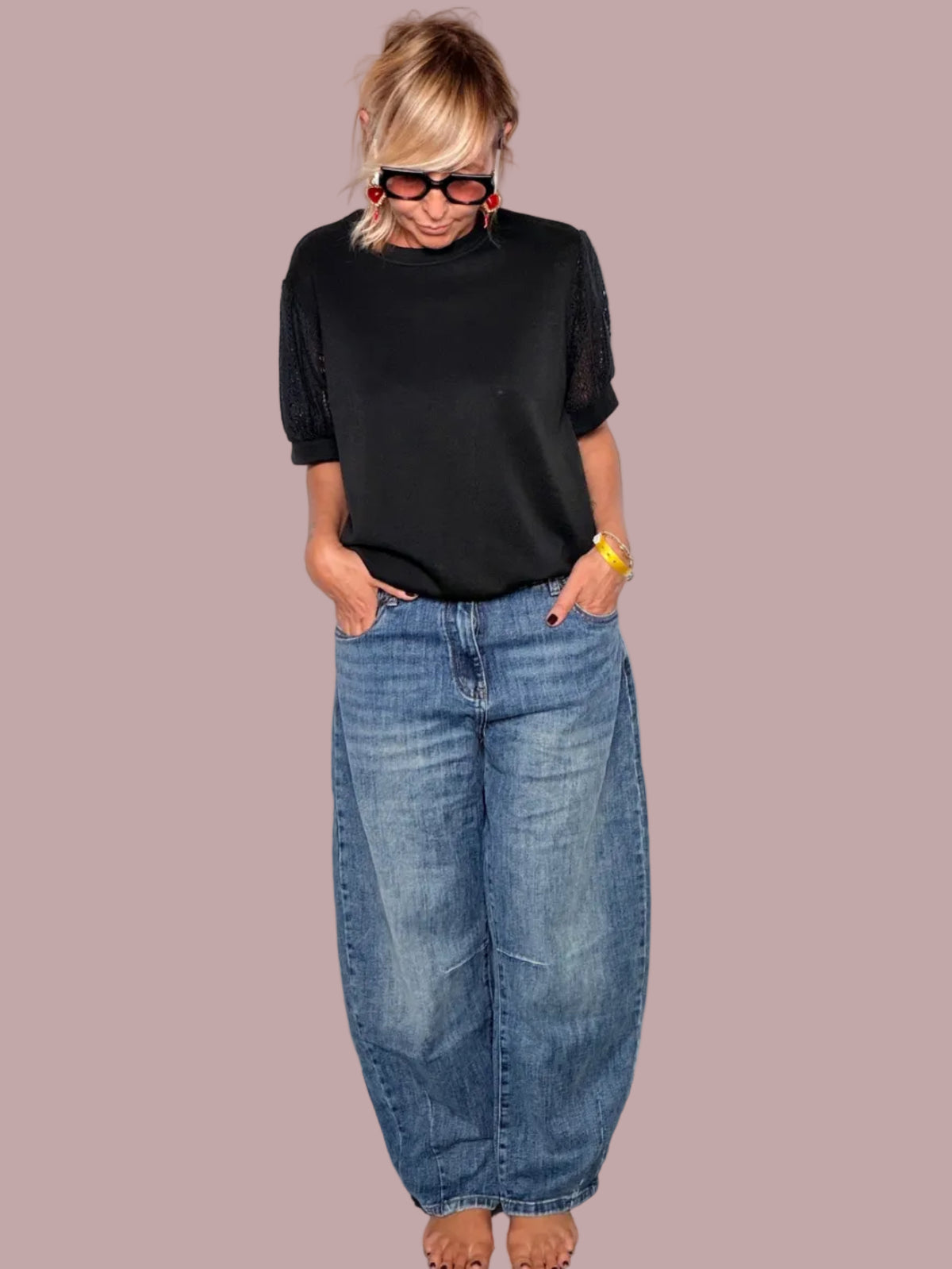 Jeans barrel balloon lavaggio medio - vista frontale
