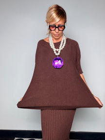 Maglia Oversize a Maniche Corte – Nero, Marrone, Prugna, Tortora