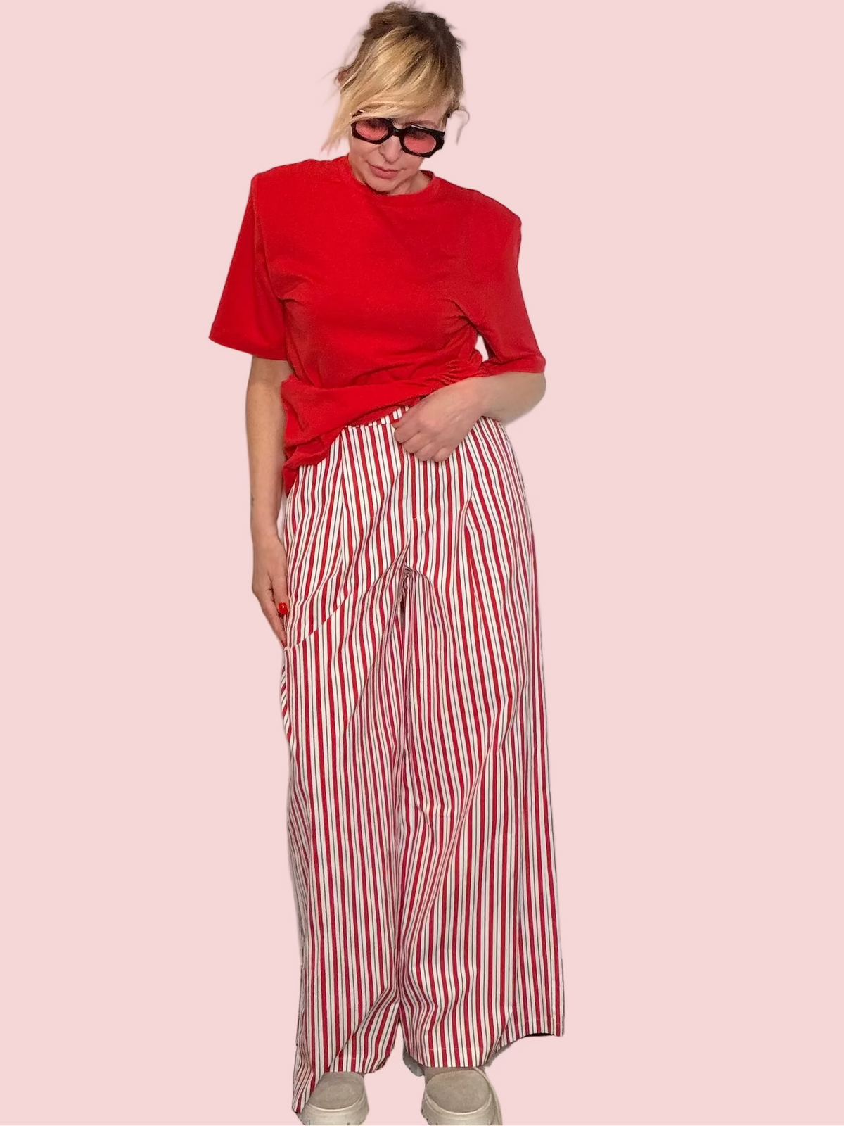 Pantaloni Wide Leg Maxi a Righe