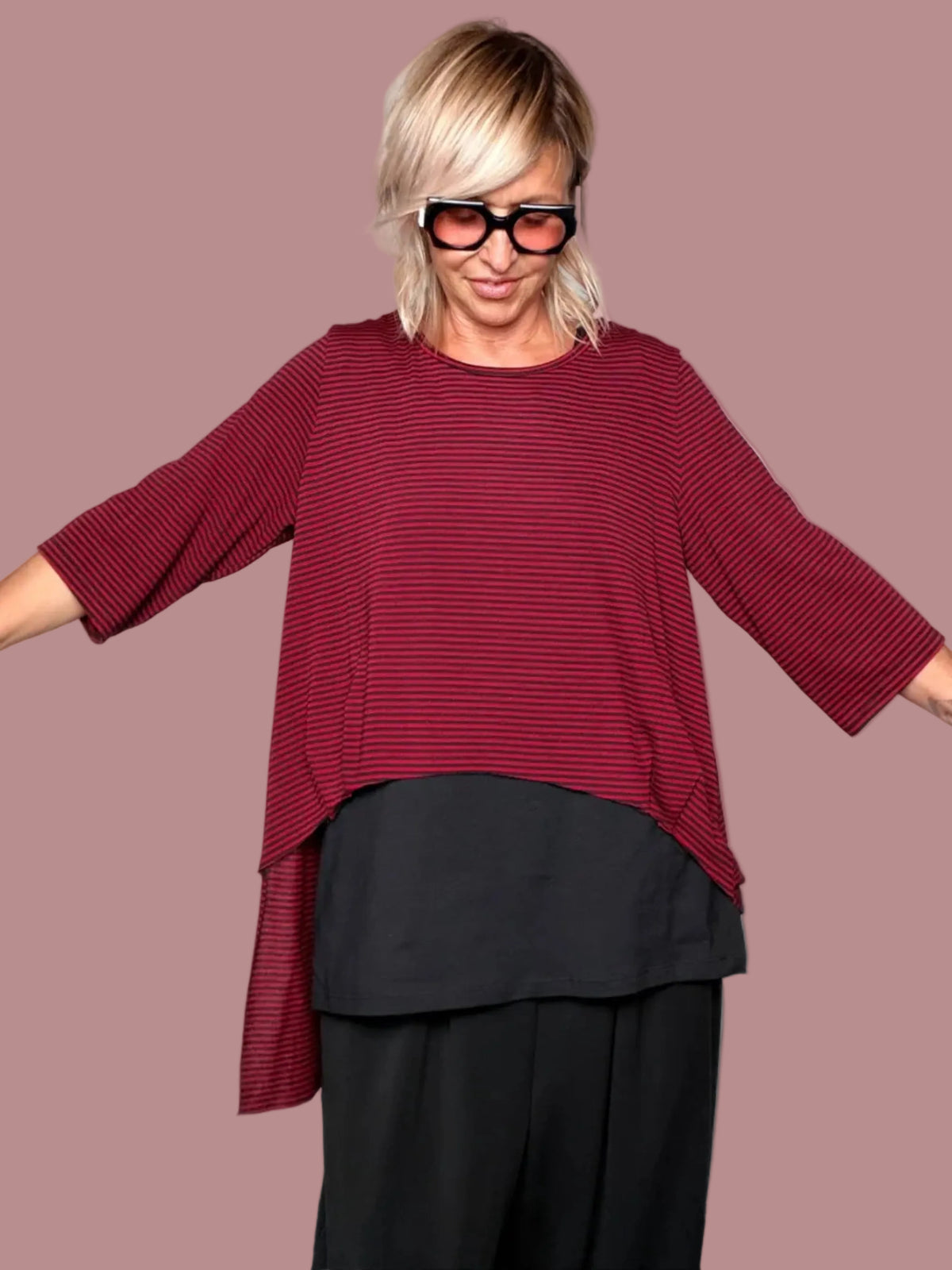 Maglia a Righe Oversize + Canotta Nera Inclusa