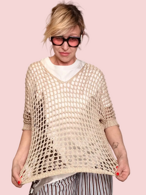Maglia a Rete Oversize con Lurex