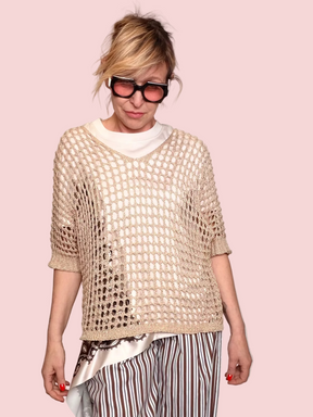 Maglia a Rete Oversize con Lurex