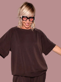 T-shirt Oversize Manica Corta in Modal – Nero / Marrone / Vino / Navy