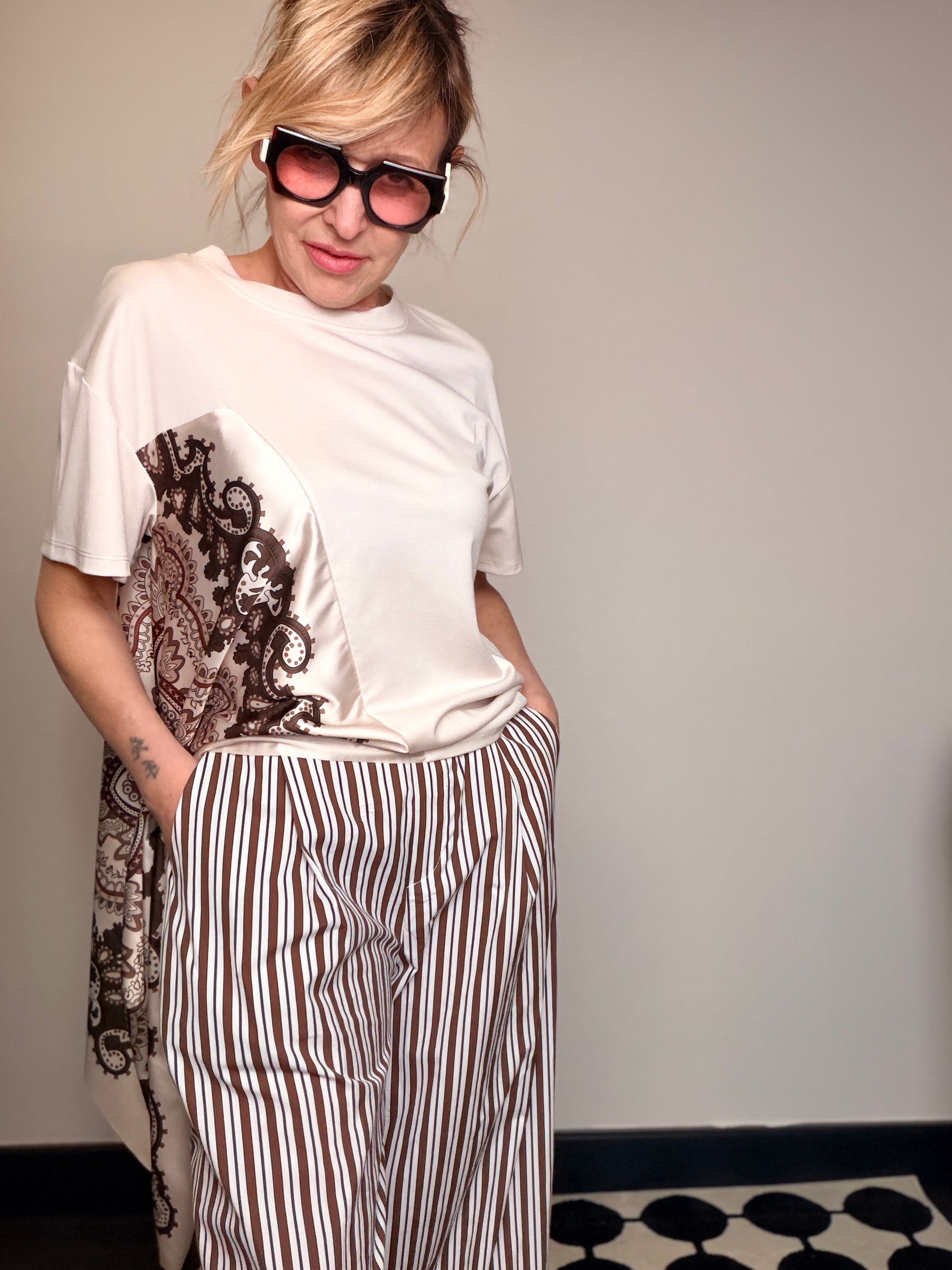 Pantaloni Wide Leg Maxi a Righe
