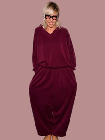 Pantalone Harem Balloon in Modal – Nero / Vino / Marrone