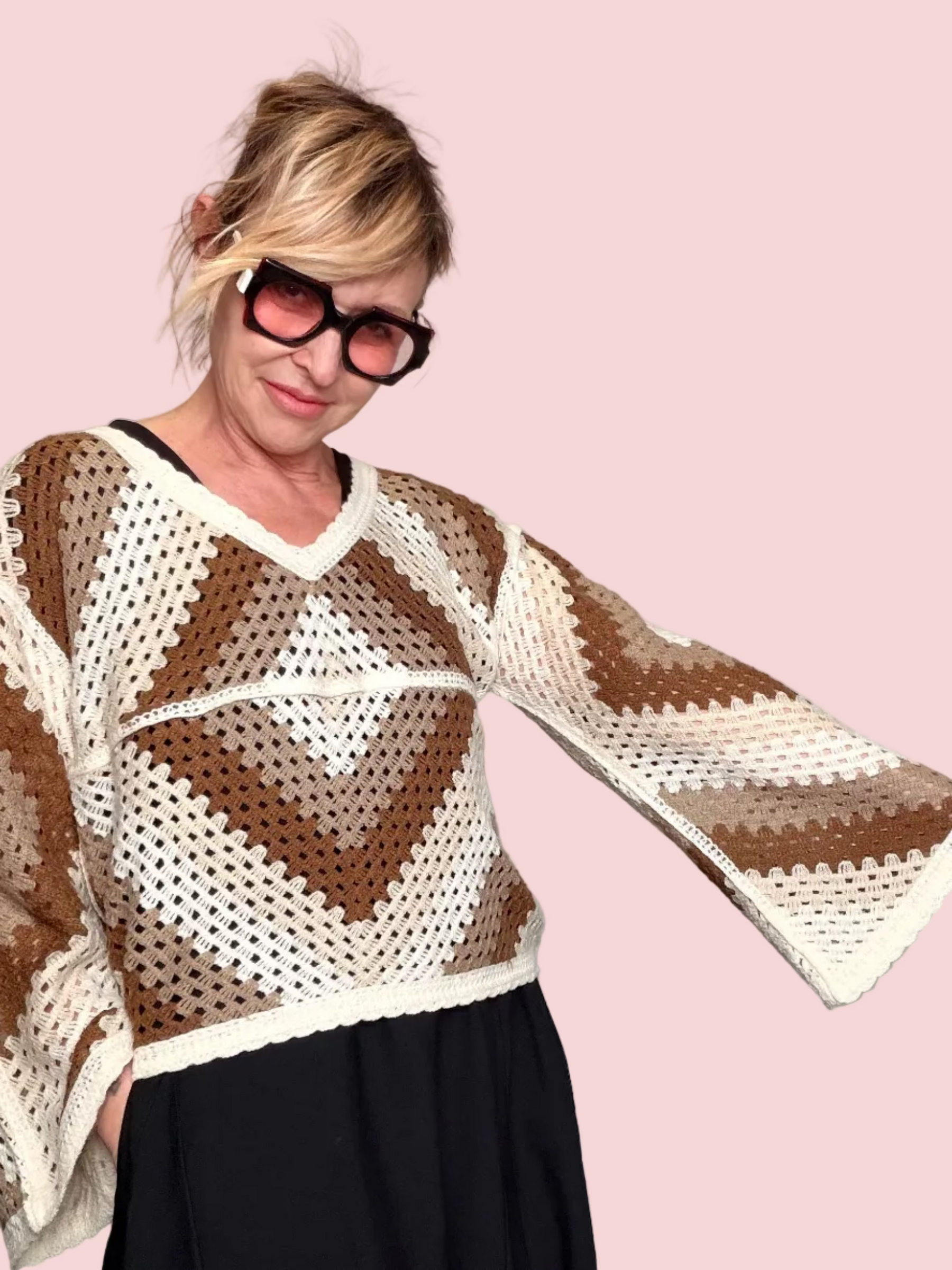 Top Crochet Granny Square — Scollo a v