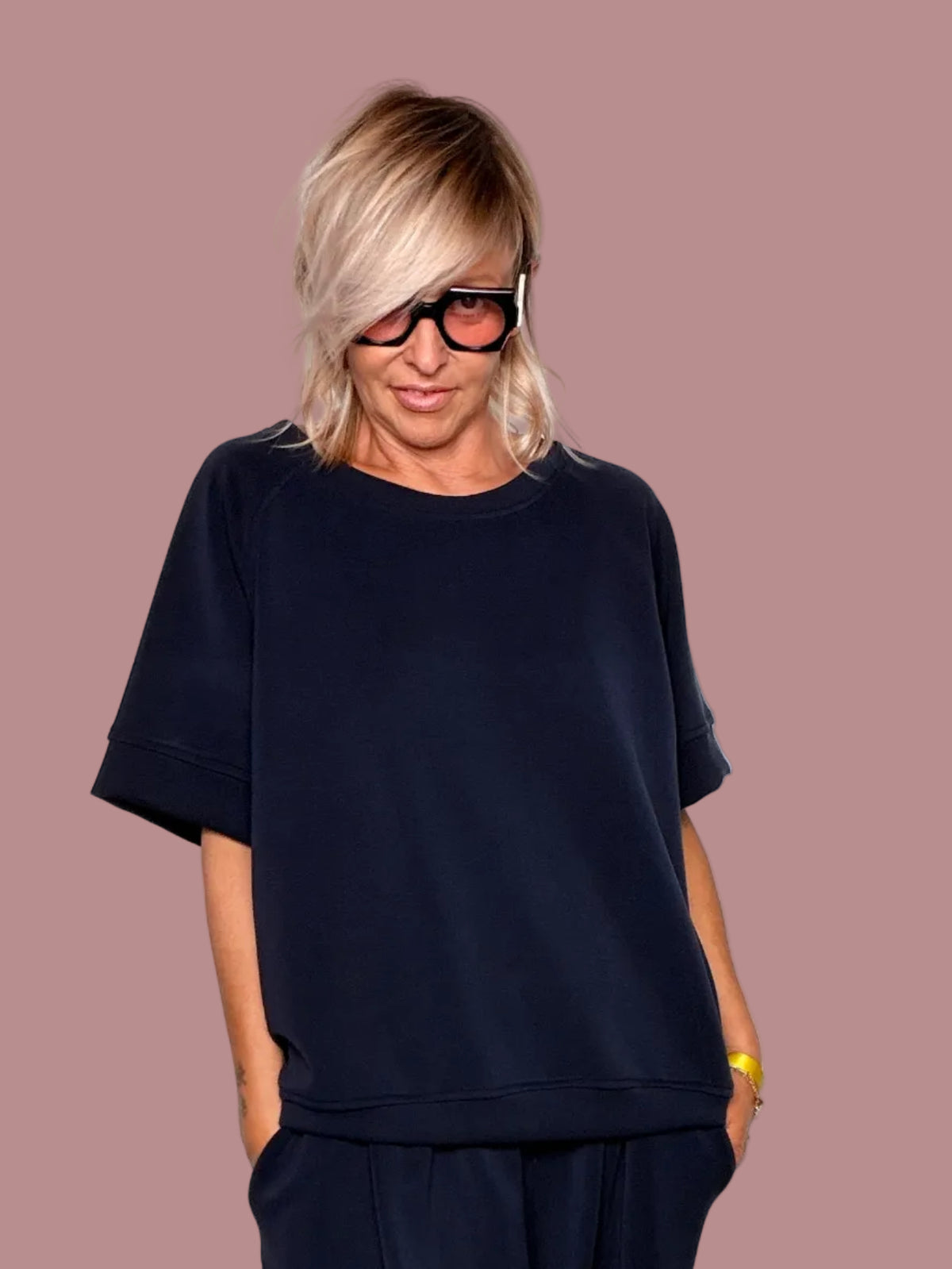 T-shirt Oversize Manica Corta in Modal – Nero / Marrone / Vino / Navy