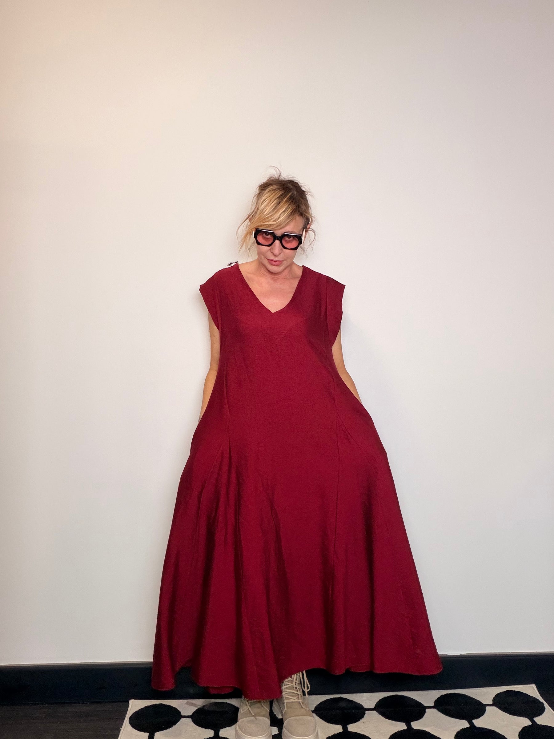 Abito Maxi Svasato in misto viscosa — Scollo a V (Copia)