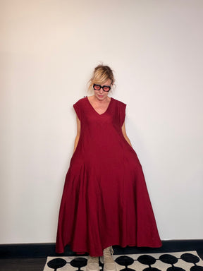 Abito Maxi Svasato in misto viscosa — Scollo a V (Copia)