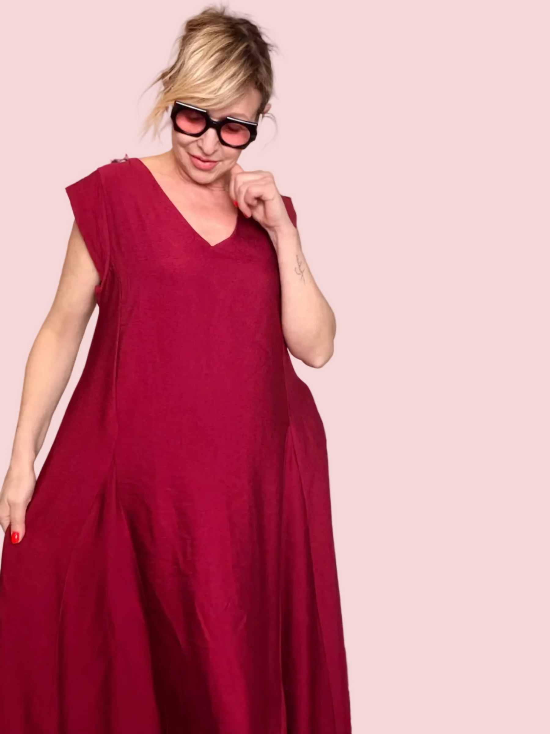 Abito Maxi Svasato in misto viscosa — Scollo a V (Copia)