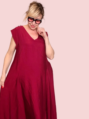 Abito Maxi Svasato in misto viscosa — Scollo a V (Copia)