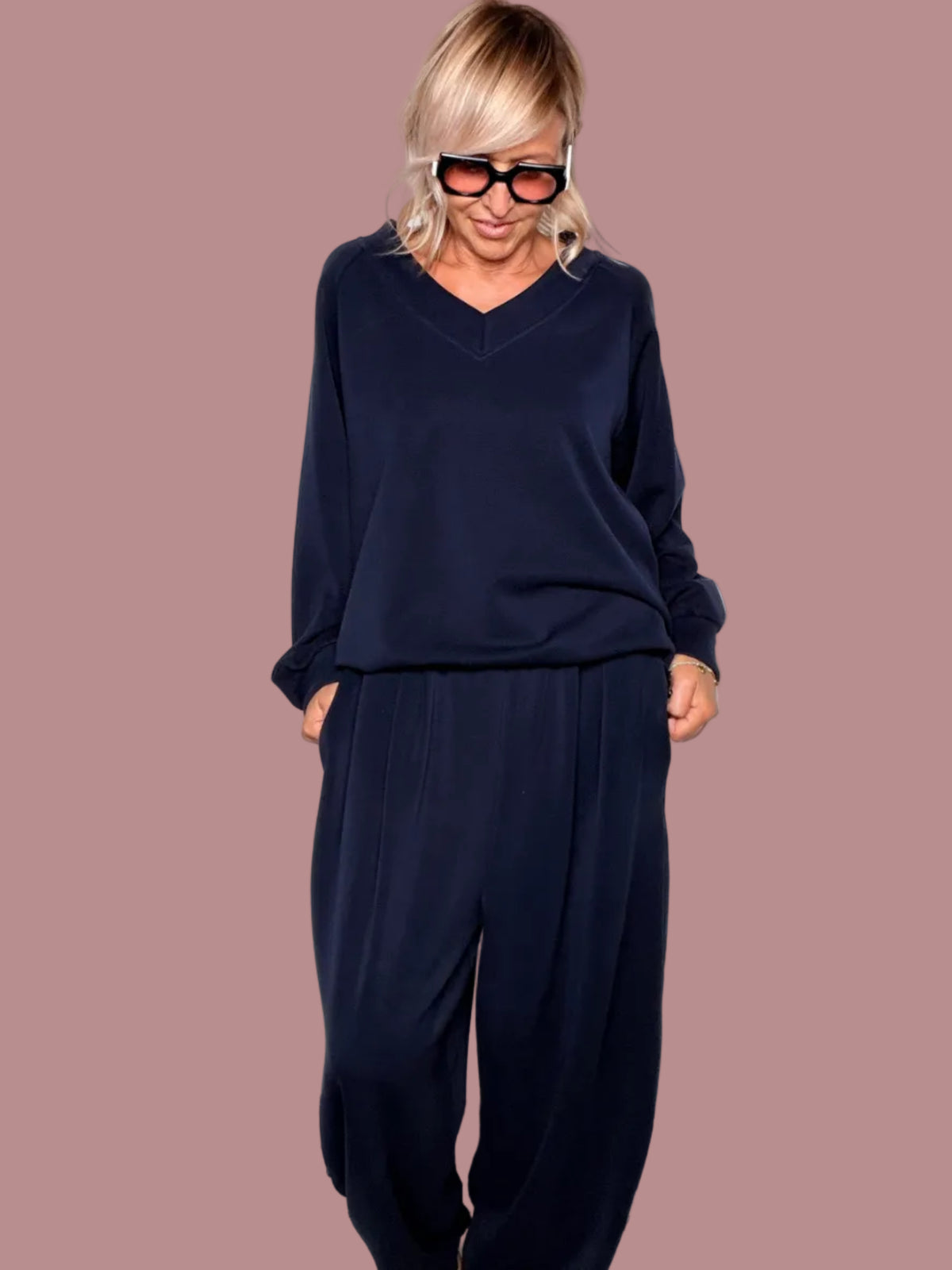 Pantalone Harem Balloon in Modal – Nero / Vino / Marrone