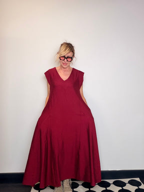 Abito Maxi Svasato in misto viscosa — Scollo a V (Copia)