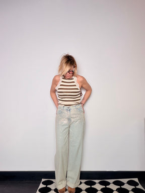 Jeans Glitter Argentati