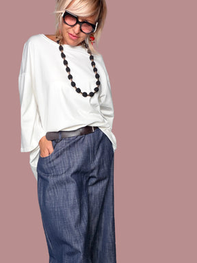 Pantalone Palazzo Maxi in Denim leggero – Extra Wide Leg con Pince