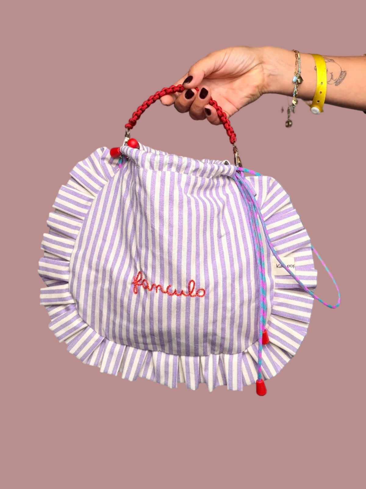 Borsa Artigianale con Balze – Tessuto Stampato | Edizione Limitata