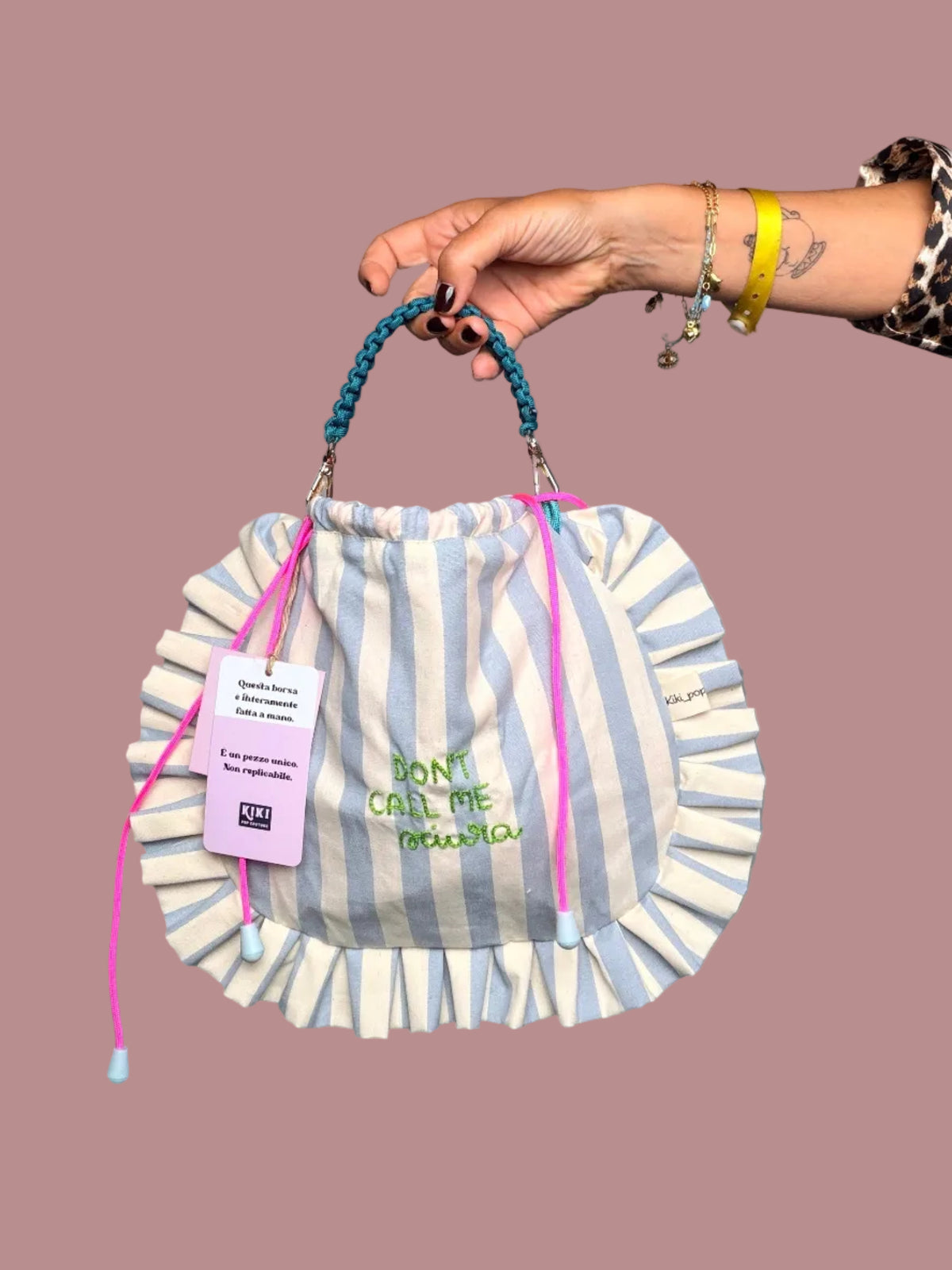 Borsa Artigianale con Balze – Tessuto Stampato | Edizione Limitata