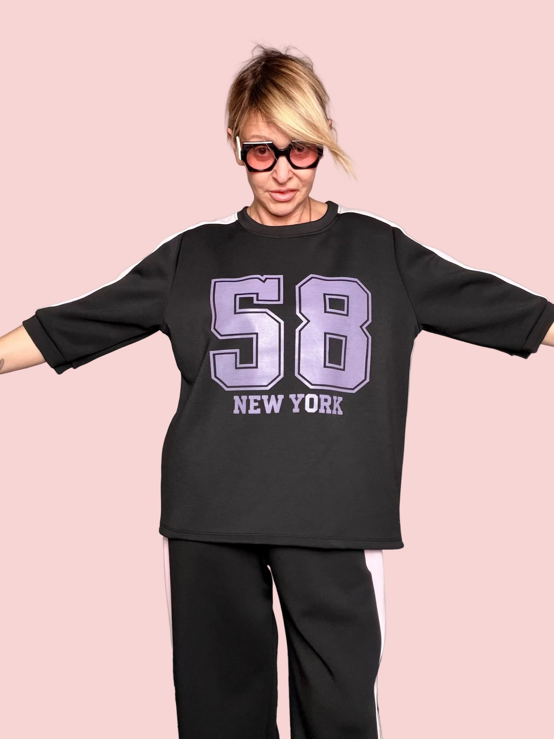 Set Sportivo Coordinato “58 New York” — Nero / Rosa