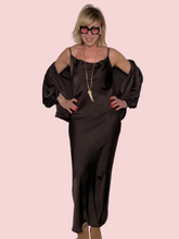 Set Slip Dress + Camicia Over a Maxi Maniche — Marrone / Nero