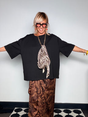 Maxi Felpa Oversize Girocollo – Nero / Bianco
