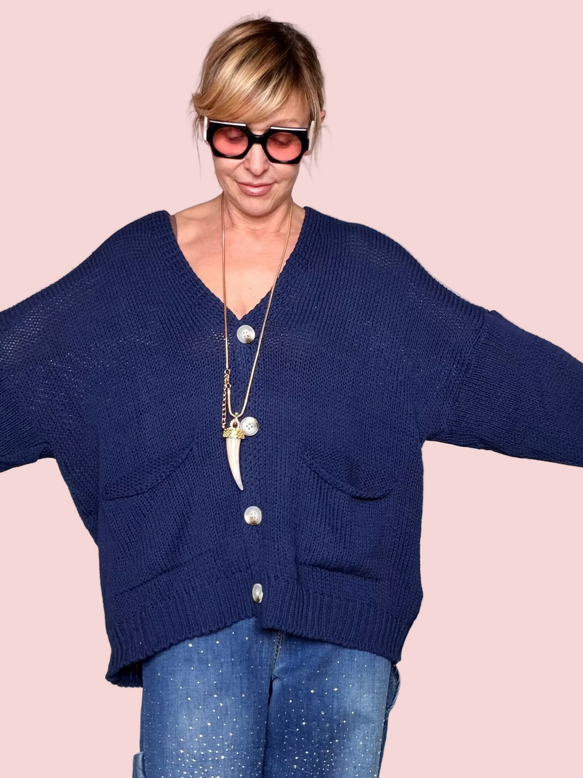 Cardigan Over in Maglia Panna