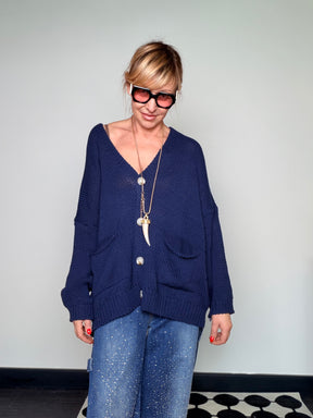 Cardigan Over in Maglia Panna