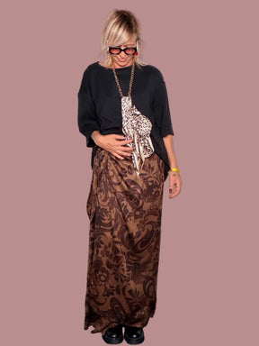Gonna Pareo Maxi Damasco Marrone – 100% Viscosa