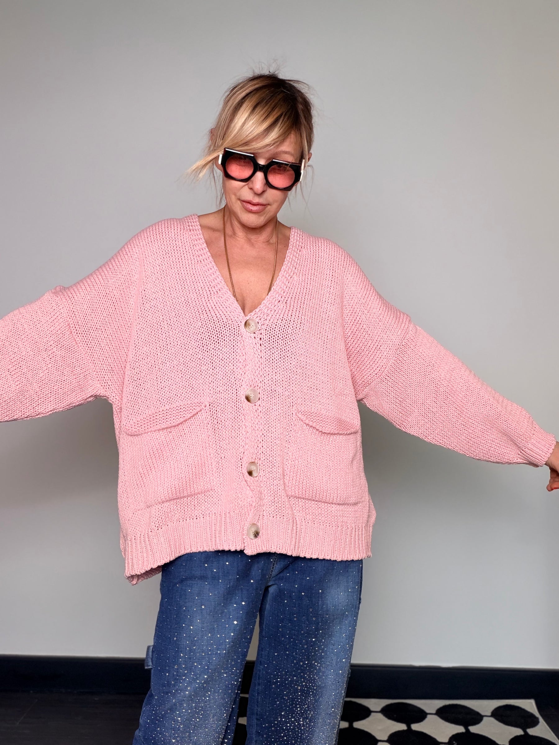 Cardigan Over in Maglia Panna