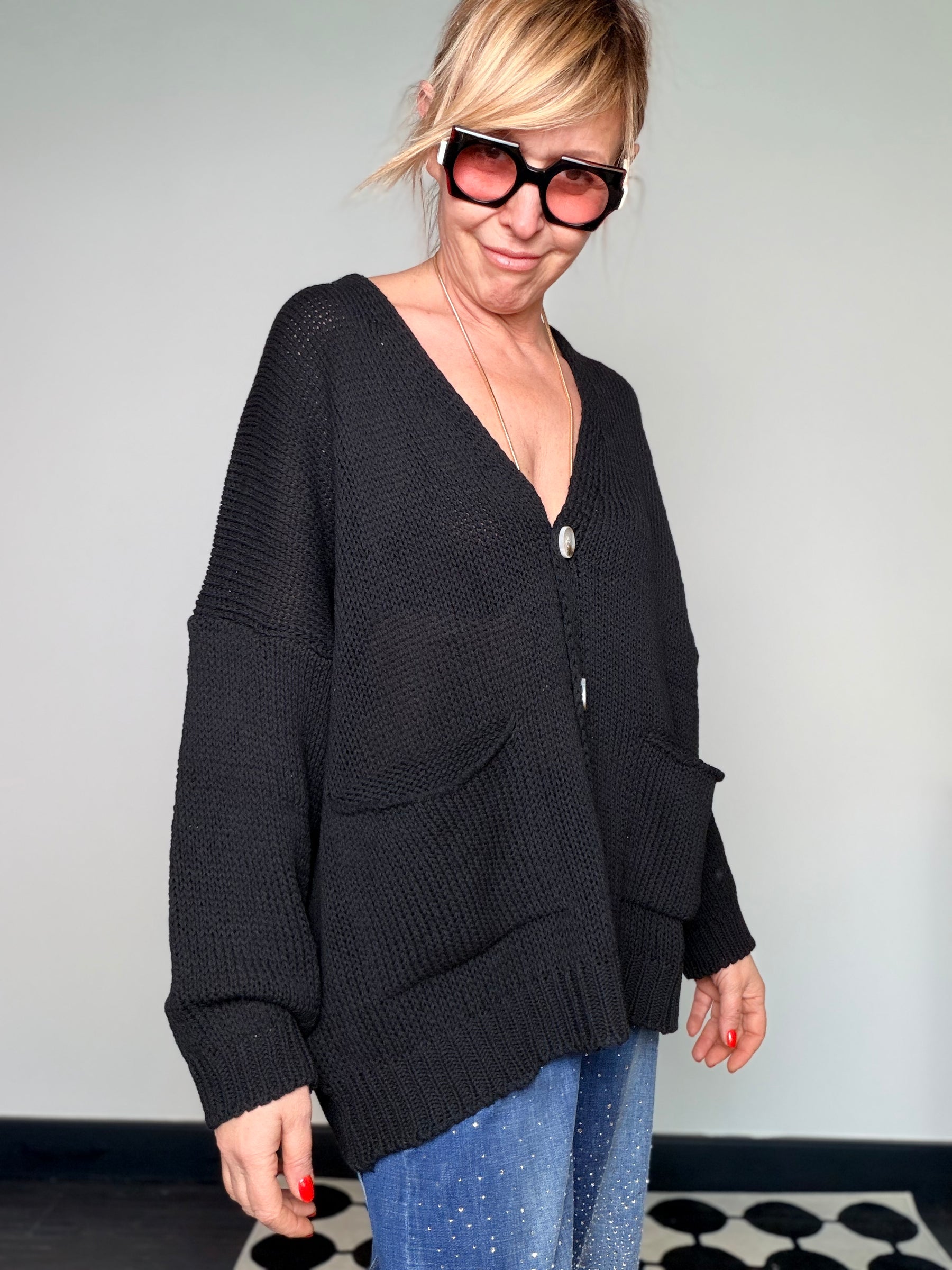 Cardigan Over in Maglia Panna