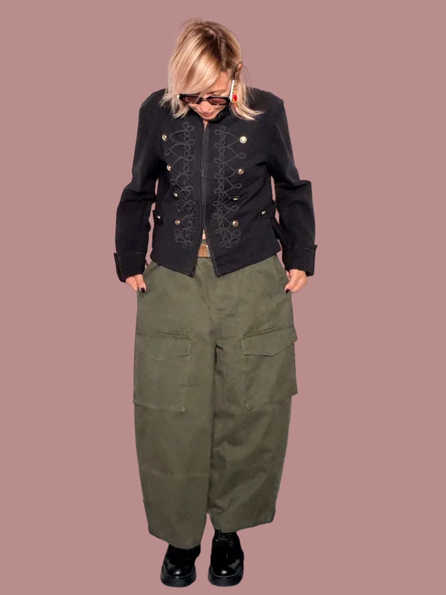 Pantalone Cargo Wide Leg Verde Militare – Tasche Laterali | FEMALE