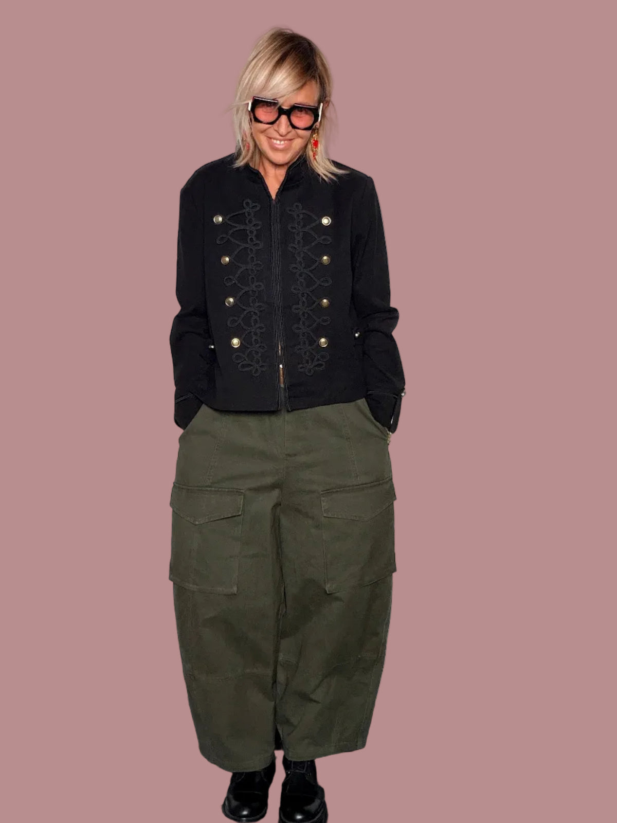 Pantalone Cargo Wide Leg Verde Militare – Tasche Laterali | FEMALE