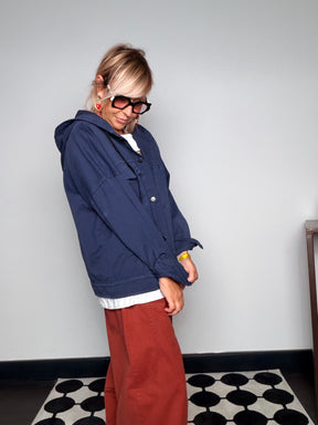 Giacca jeans con cappuccio moro e blu