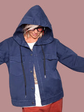 Giacca jeans con cappuccio moro e blu
